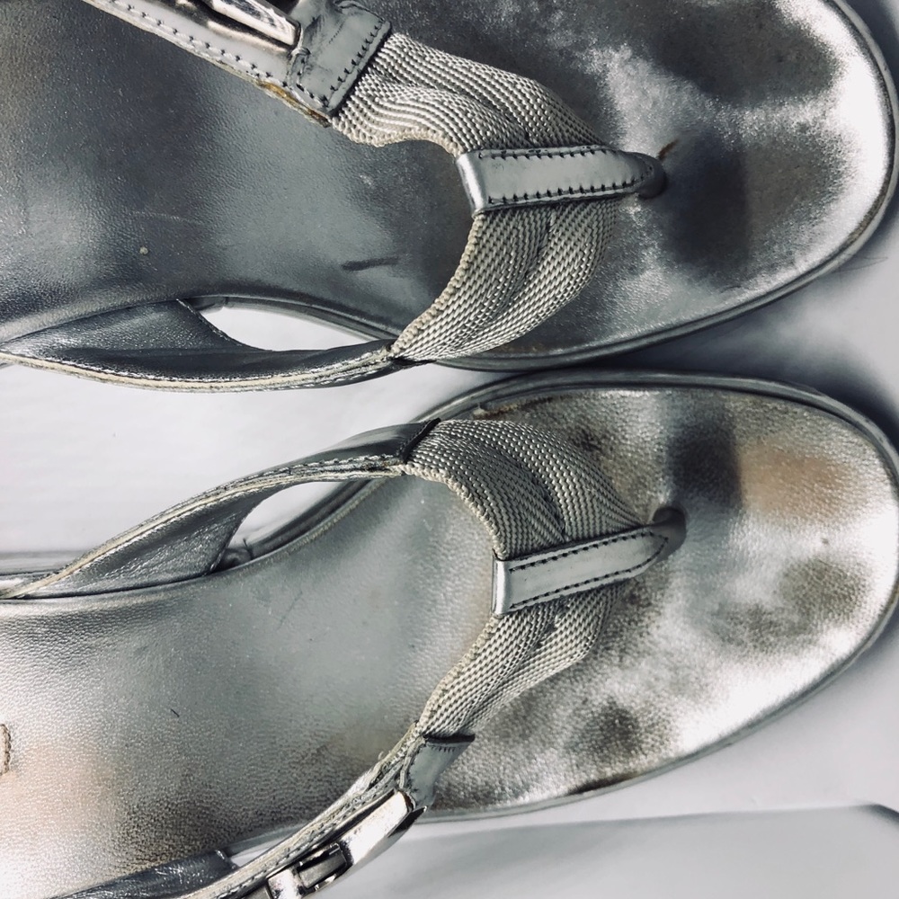 PRADA SPORT LEATHER WEDGE SANDALS - Picture 5 of 6
